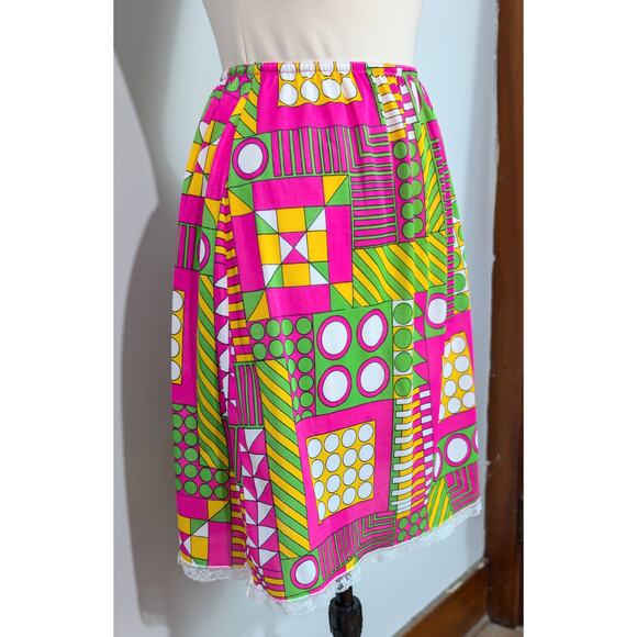 Accentuette Pink/Green/Yellow/White Mod Print Half Slip - Picture 6 of 8